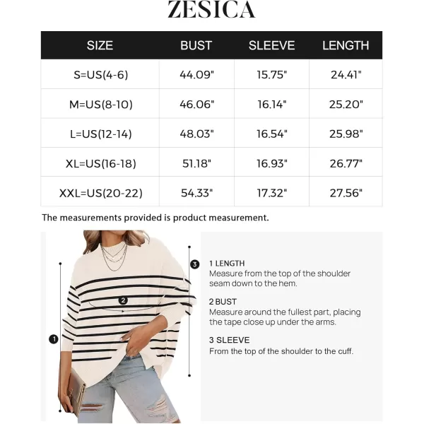 ZESICA Womens 2024 Fall Casual Long Sleeve Crew Neck Side Slit Oversized Ribbed Knit Pullover Sweater TopsApricotstripe