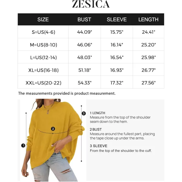 ZESICA Womens 2024 Fall Casual Long Sleeve Crew Neck Side Slit Oversized Ribbed Knit Pullover Sweater TopsGinger