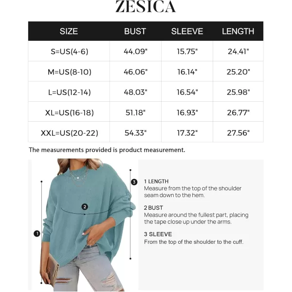 ZESICA Womens 2024 Fall Casual Long Sleeve Crew Neck Side Slit Oversized Ribbed Knit Pullover Sweater TopsLake