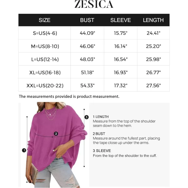 ZESICA Womens 2024 Fall Casual Long Sleeve Crew Neck Side Slit Oversized Ribbed Knit Pullover Sweater TopsLilac