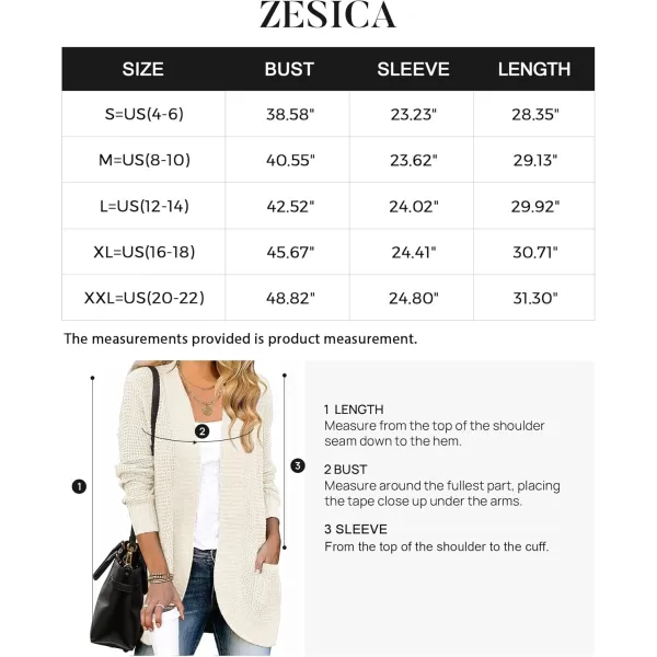 ZESICA Womens 2024 Fall Winter Long Sleeve Open Front Casual Lightweight Soft Knit Cardigan Sweater OuterwearApricot