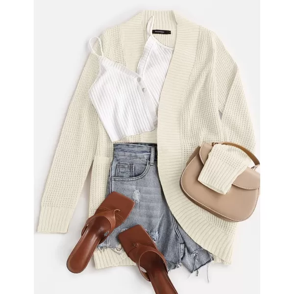 ZESICA Womens 2024 Fall Winter Long Sleeve Open Front Casual Lightweight Soft Knit Cardigan Sweater OuterwearApricot