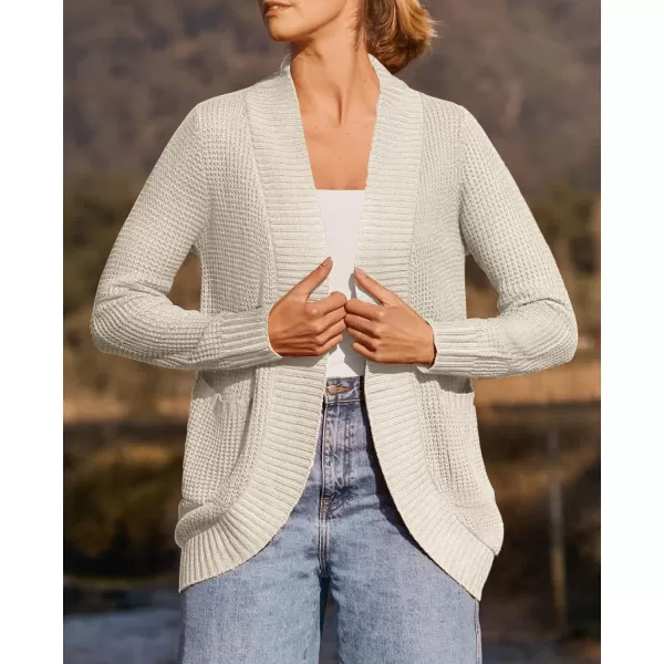 ZESICA Womens 2024 Fall Winter Long Sleeve Open Front Casual Lightweight Soft Knit Cardigan Sweater OuterwearApricot