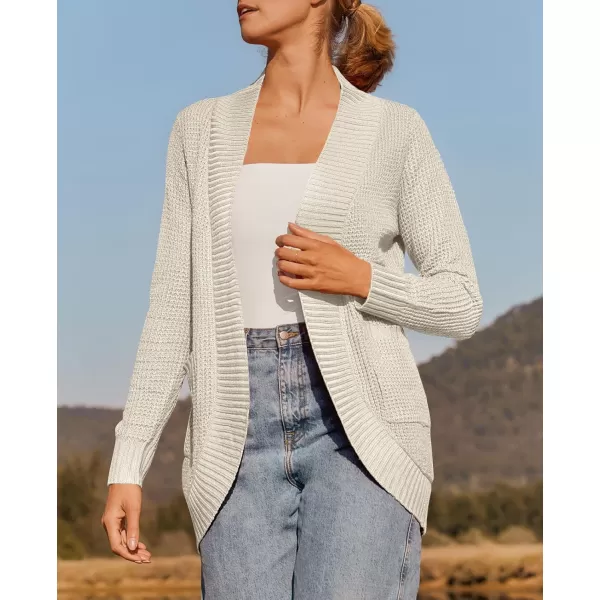 ZESICA Womens 2024 Fall Winter Long Sleeve Open Front Casual Lightweight Soft Knit Cardigan Sweater OuterwearApricot