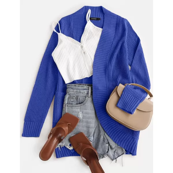 ZESICA Womens 2024 Fall Winter Long Sleeve Open Front Casual Lightweight Soft Knit Cardigan Sweater OuterwearBlue