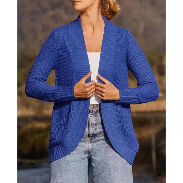 ZESICA Womens 2024 Fall Winter Long Sleeve Open Front Casual Lightweight Soft Knit Cardigan Sweater OuterwearBlue