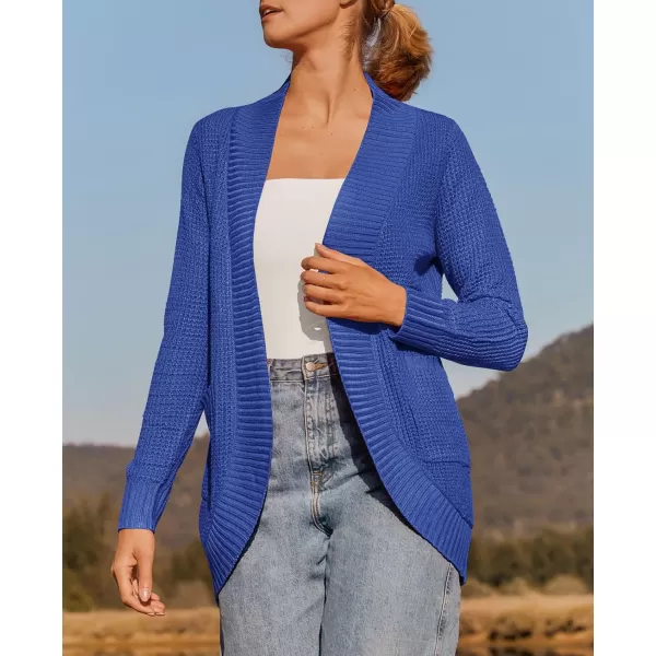ZESICA Womens 2024 Fall Winter Long Sleeve Open Front Casual Lightweight Soft Knit Cardigan Sweater OuterwearBlue