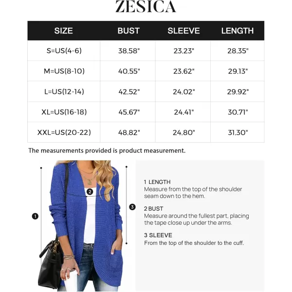 ZESICA Womens 2024 Fall Winter Long Sleeve Open Front Casual Lightweight Soft Knit Cardigan Sweater OuterwearBlue
