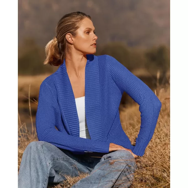 ZESICA Womens 2024 Fall Winter Long Sleeve Open Front Casual Lightweight Soft Knit Cardigan Sweater OuterwearBlue