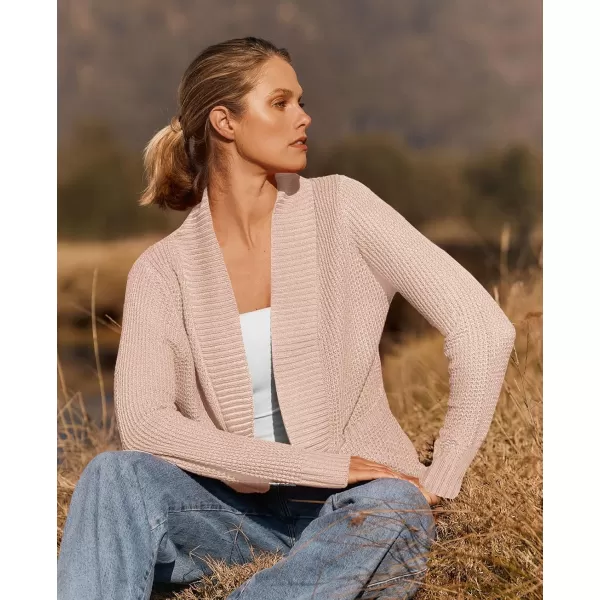 ZESICA Womens 2024 Fall Winter Long Sleeve Open Front Casual Lightweight Soft Knit Cardigan Sweater OuterwearBlush