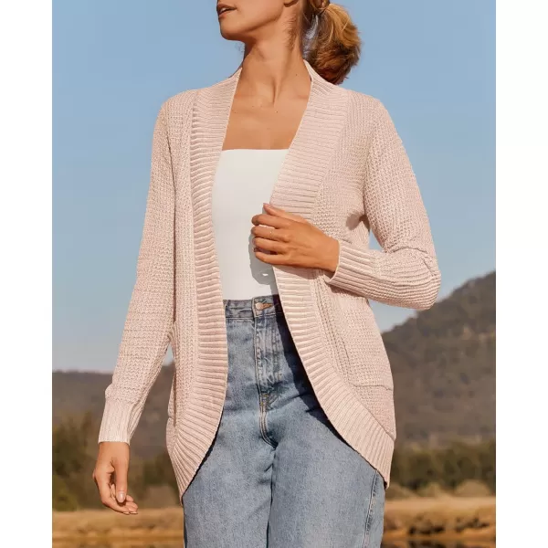 ZESICA Womens 2024 Fall Winter Long Sleeve Open Front Casual Lightweight Soft Knit Cardigan Sweater OuterwearBlush