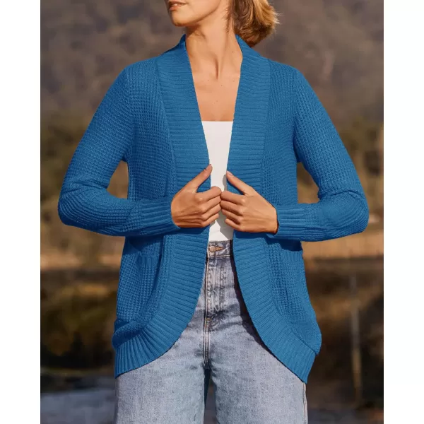 ZESICA Womens 2024 Fall Winter Long Sleeve Open Front Casual Lightweight Soft Knit Cardigan Sweater OuterwearCobaltblue
