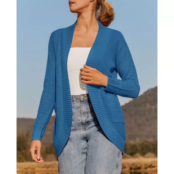 ZESICA Womens 2024 Fall Winter Long Sleeve Open Front Casual Lightweight Soft Knit Cardigan Sweater OuterwearCobaltblue
