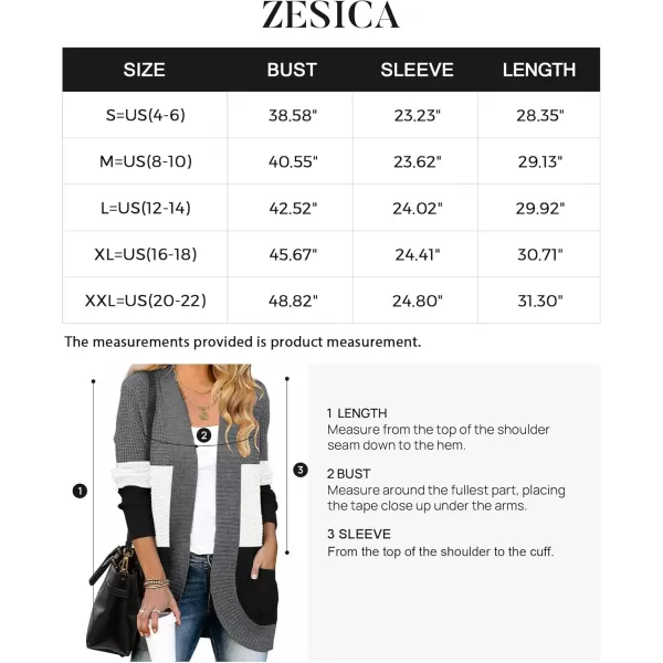 ZESICA Womens 2024 Fall Winter Long Sleeve Open Front Casual Lightweight Soft Knit Cardigan Sweater OuterwearContrastblack