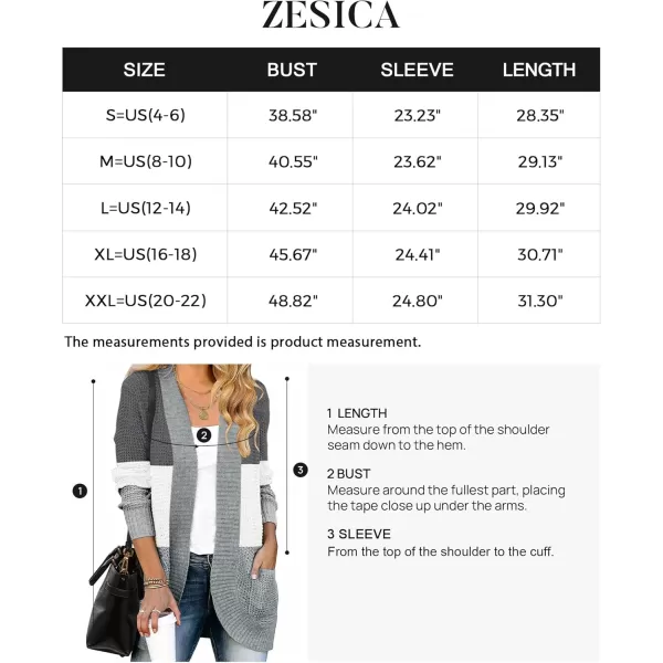 ZESICA Womens 2024 Fall Winter Long Sleeve Open Front Casual Lightweight Soft Knit Cardigan Sweater OuterwearContrastgrey