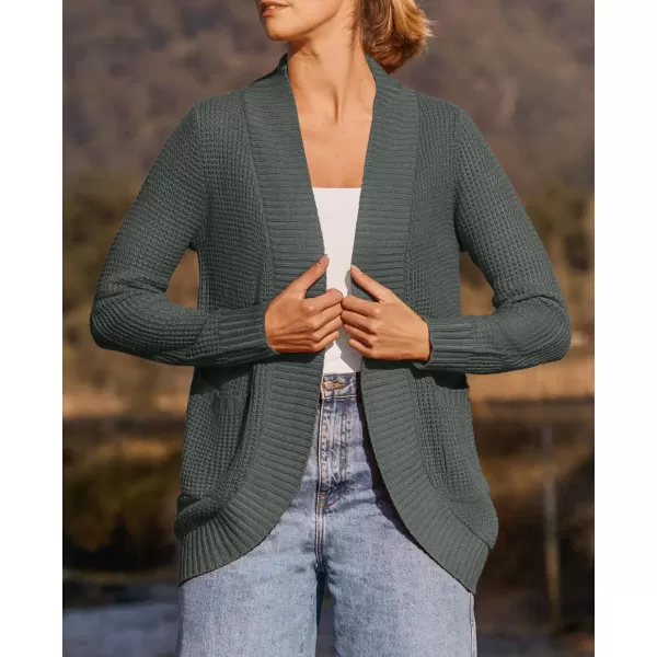 ZESICA Womens 2024 Fall Winter Long Sleeve Open Front Casual Lightweight Soft Knit Cardigan Sweater OuterwearDarkgrey