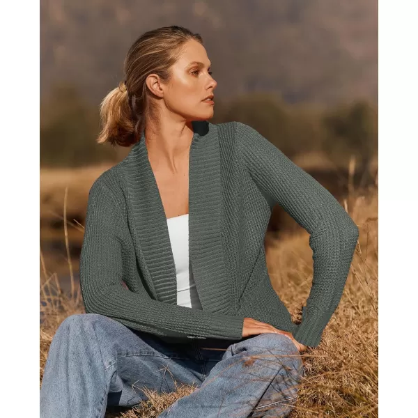 ZESICA Womens 2024 Fall Winter Long Sleeve Open Front Casual Lightweight Soft Knit Cardigan Sweater OuterwearDarkgrey