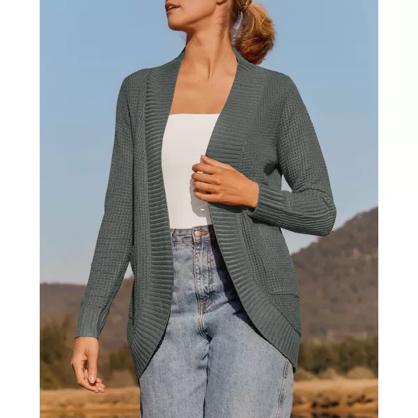 ZESICA Womens 2024 Fall Winter Long Sleeve Open Front Casual Lightweight Soft Knit Cardigan Sweater OuterwearDarkgrey