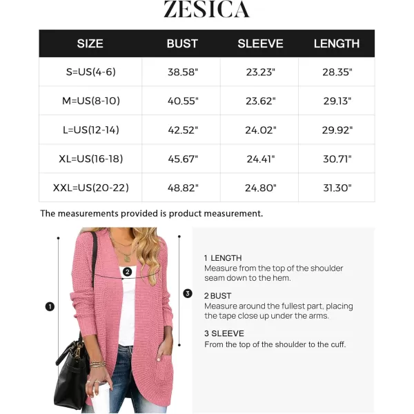 ZESICA Womens 2024 Fall Winter Long Sleeve Open Front Casual Lightweight Soft Knit Cardigan Sweater OuterwearDarkpink