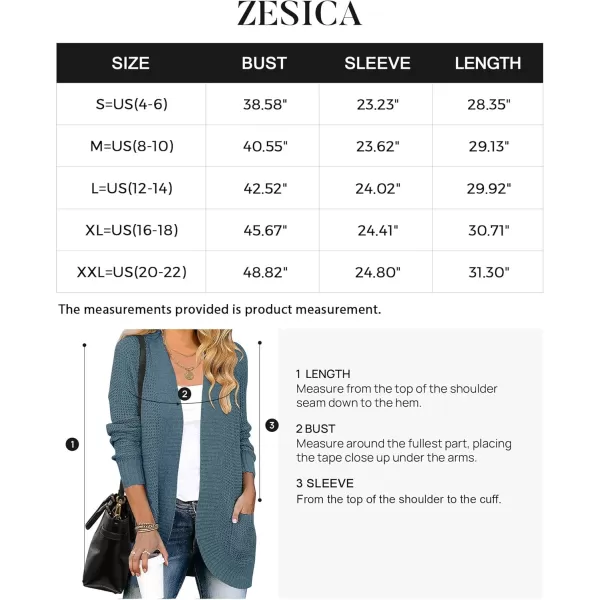 ZESICA Womens 2024 Fall Winter Long Sleeve Open Front Casual Lightweight Soft Knit Cardigan Sweater OuterwearDustyblue