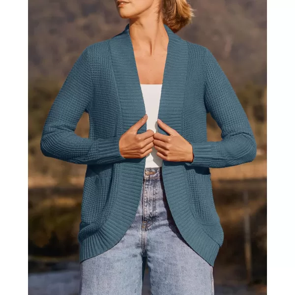 ZESICA Womens 2024 Fall Winter Long Sleeve Open Front Casual Lightweight Soft Knit Cardigan Sweater OuterwearDustyblue