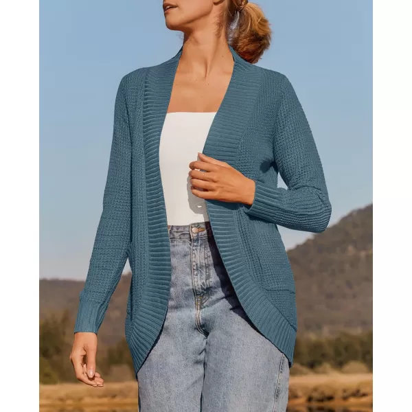 ZESICA Womens 2024 Fall Winter Long Sleeve Open Front Casual Lightweight Soft Knit Cardigan Sweater OuterwearDustyblue