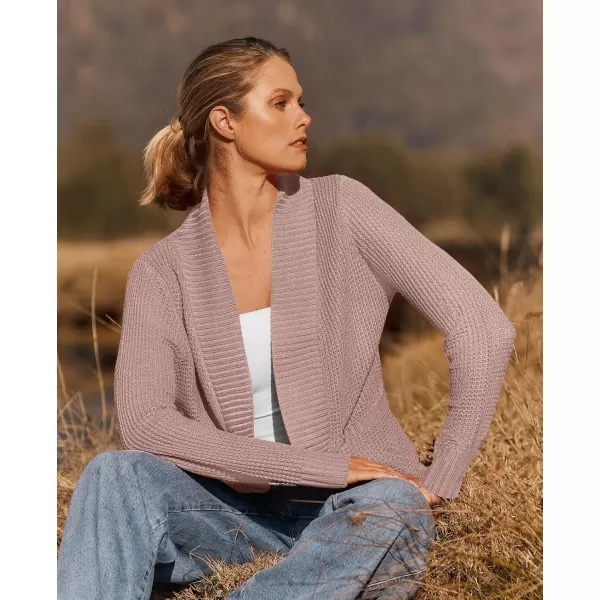 ZESICA Womens 2024 Fall Winter Long Sleeve Open Front Casual Lightweight Soft Knit Cardigan Sweater OuterwearDustypink