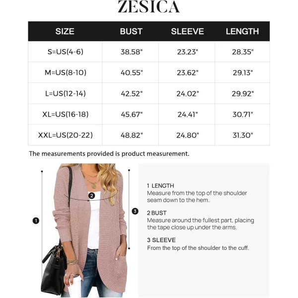 ZESICA Womens 2024 Fall Winter Long Sleeve Open Front Casual Lightweight Soft Knit Cardigan Sweater OuterwearDustypink