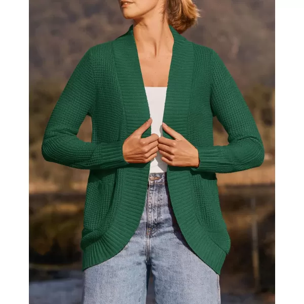 ZESICA Womens 2024 Fall Winter Long Sleeve Open Front Casual Lightweight Soft Knit Cardigan Sweater OuterwearForestgreen