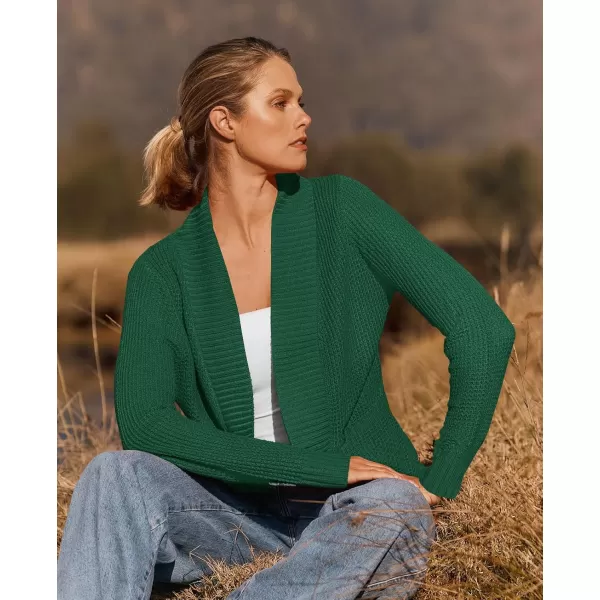 ZESICA Womens 2024 Fall Winter Long Sleeve Open Front Casual Lightweight Soft Knit Cardigan Sweater OuterwearForestgreen