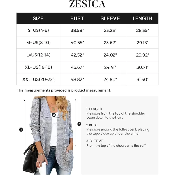 ZESICA Womens 2024 Fall Winter Long Sleeve Open Front Casual Lightweight Soft Knit Cardigan Sweater OuterwearGrey