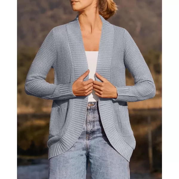 ZESICA Womens 2024 Fall Winter Long Sleeve Open Front Casual Lightweight Soft Knit Cardigan Sweater OuterwearGrey