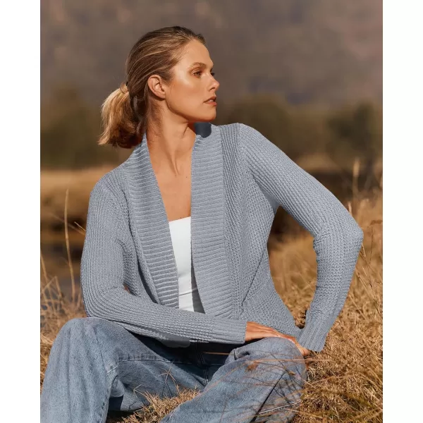 ZESICA Womens 2024 Fall Winter Long Sleeve Open Front Casual Lightweight Soft Knit Cardigan Sweater OuterwearGrey