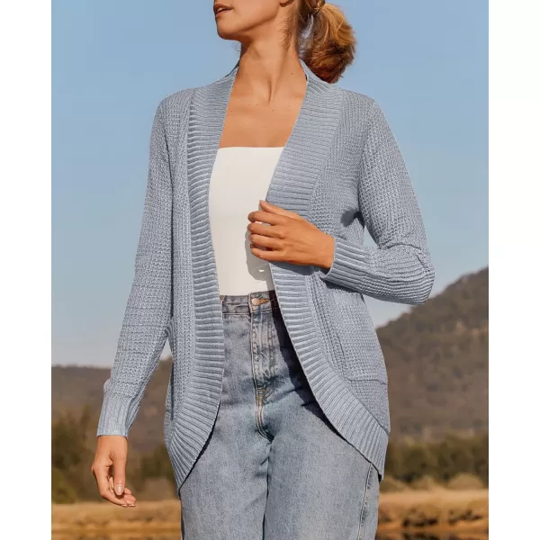 ZESICA Womens 2024 Fall Winter Long Sleeve Open Front Casual Lightweight Soft Knit Cardigan Sweater OuterwearGrey