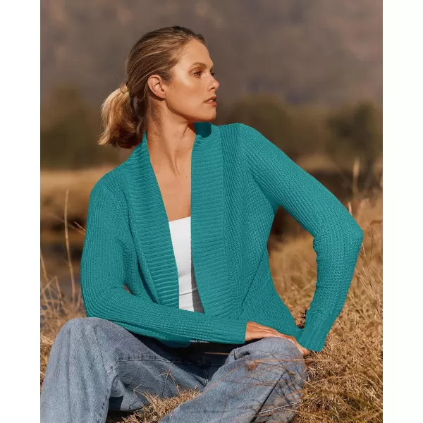 ZESICA Womens 2024 Fall Winter Long Sleeve Open Front Casual Lightweight Soft Knit Cardigan Sweater OuterwearLakegreen