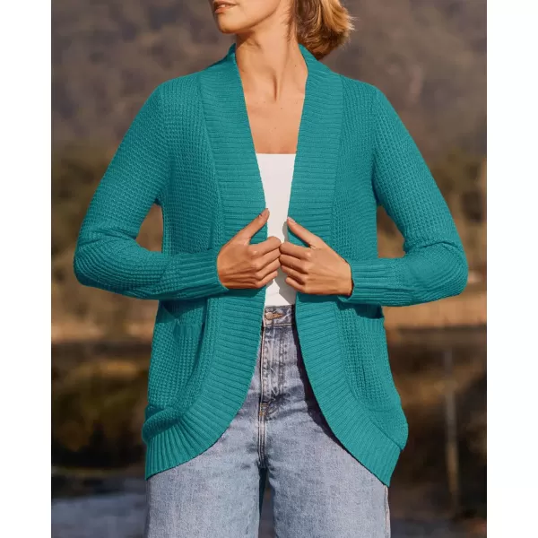 ZESICA Womens 2024 Fall Winter Long Sleeve Open Front Casual Lightweight Soft Knit Cardigan Sweater OuterwearLakegreen