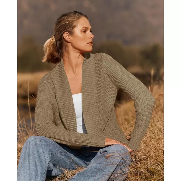 ZESICA Womens 2024 Fall Winter Long Sleeve Open Front Casual Lightweight Soft Knit Cardigan Sweater OuterwearLightkhaki