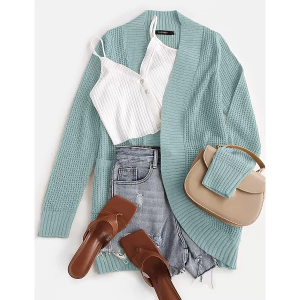 ZESICA Womens 2024 Fall Winter Long Sleeve Open Front Casual Lightweight Soft Knit Cardigan Sweater OuterwearMint