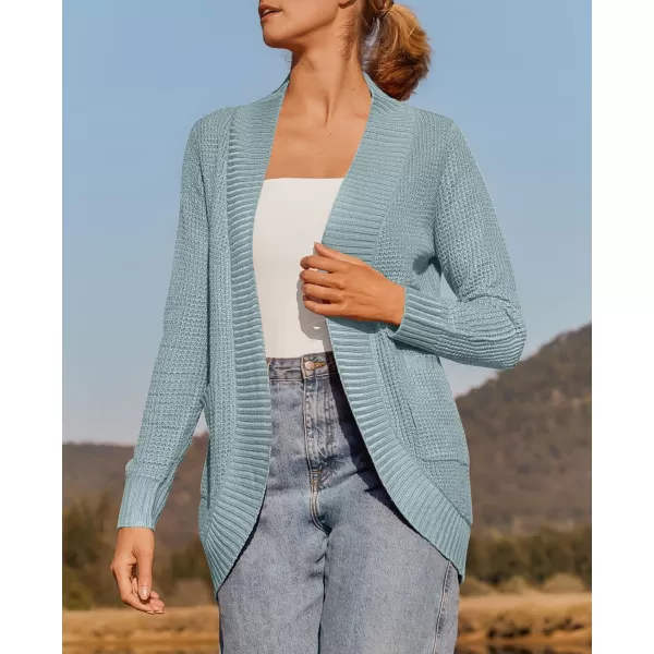 ZESICA Womens 2024 Fall Winter Long Sleeve Open Front Casual Lightweight Soft Knit Cardigan Sweater OuterwearMint