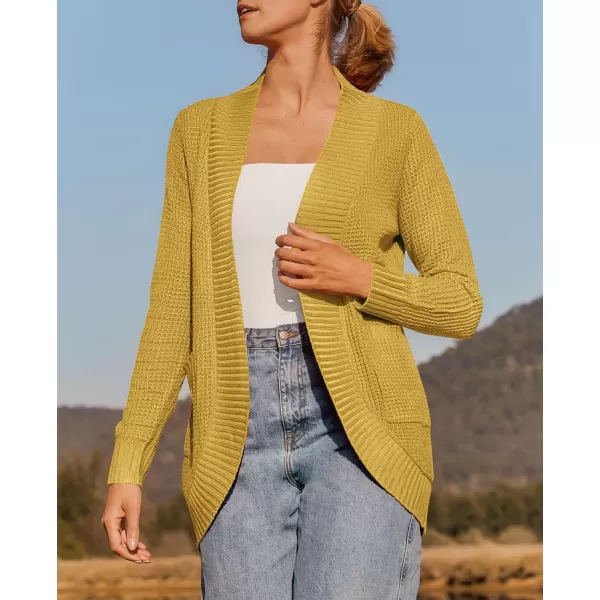 ZESICA Womens 2024 Fall Winter Long Sleeve Open Front Casual Lightweight Soft Knit Cardigan Sweater OuterwearMustard