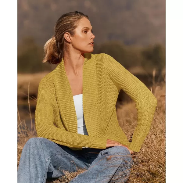 ZESICA Womens 2024 Fall Winter Long Sleeve Open Front Casual Lightweight Soft Knit Cardigan Sweater OuterwearMustard