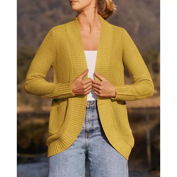 ZESICA Womens 2024 Fall Winter Long Sleeve Open Front Casual Lightweight Soft Knit Cardigan Sweater OuterwearMustard