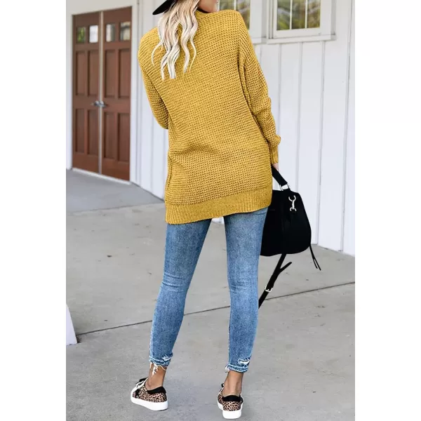 ZESICA Womens 2024 Fall Winter Long Sleeve Open Front Casual Lightweight Soft Knit Cardigan Sweater OuterwearMustard