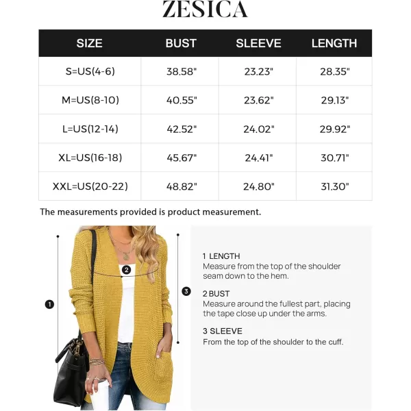 ZESICA Womens 2024 Fall Winter Long Sleeve Open Front Casual Lightweight Soft Knit Cardigan Sweater OuterwearMustard