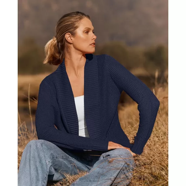 ZESICA Womens 2024 Fall Winter Long Sleeve Open Front Casual Lightweight Soft Knit Cardigan Sweater OuterwearNavy
