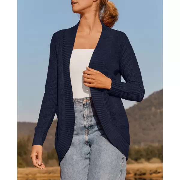 ZESICA Womens 2024 Fall Winter Long Sleeve Open Front Casual Lightweight Soft Knit Cardigan Sweater OuterwearNavy