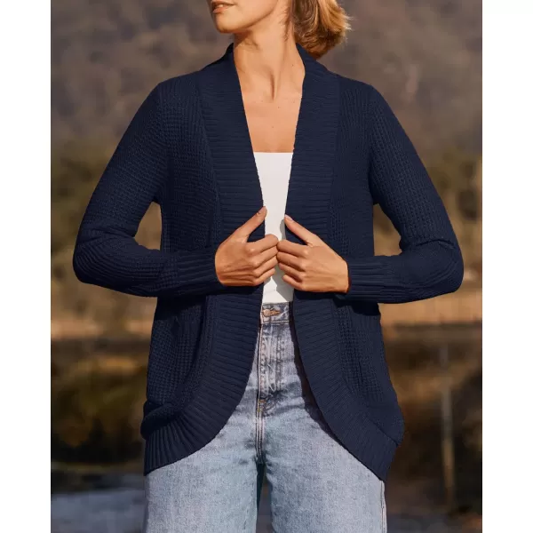 ZESICA Womens 2024 Fall Winter Long Sleeve Open Front Casual Lightweight Soft Knit Cardigan Sweater OuterwearNavy