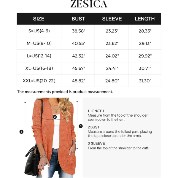 ZESICA Womens 2024 Fall Winter Long Sleeve Open Front Casual Lightweight Soft Knit Cardigan Sweater OuterwearOrange
