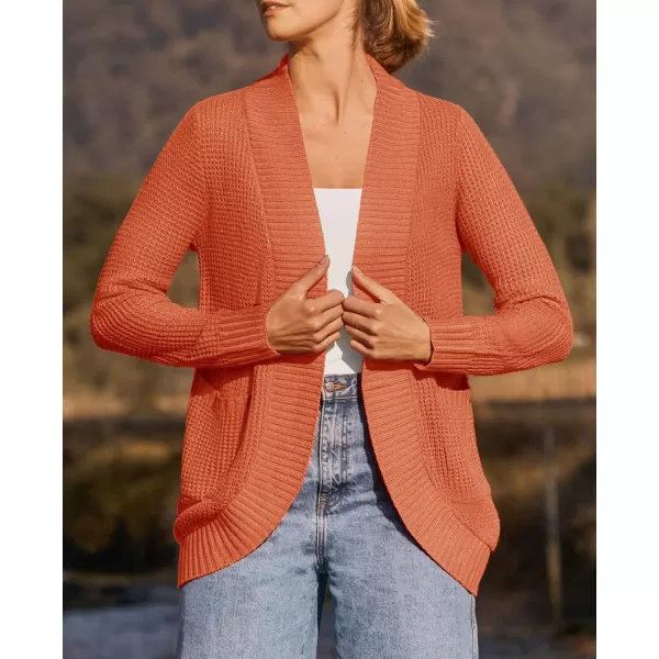ZESICA Womens 2024 Fall Winter Long Sleeve Open Front Casual Lightweight Soft Knit Cardigan Sweater OuterwearOrange