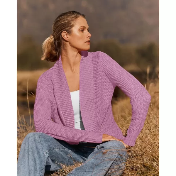 ZESICA Womens 2024 Fall Winter Long Sleeve Open Front Casual Lightweight Soft Knit Cardigan Sweater OuterwearPinkpurple